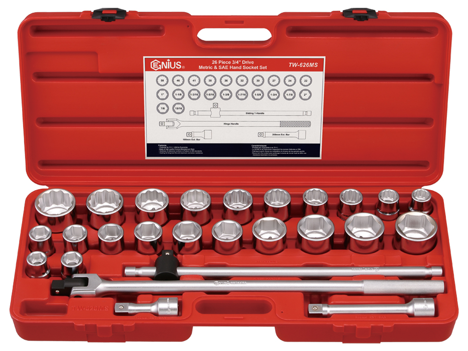 Genius Tools 17 Piece 3 4 Dr Metric Hand Socket Set GS 617M 