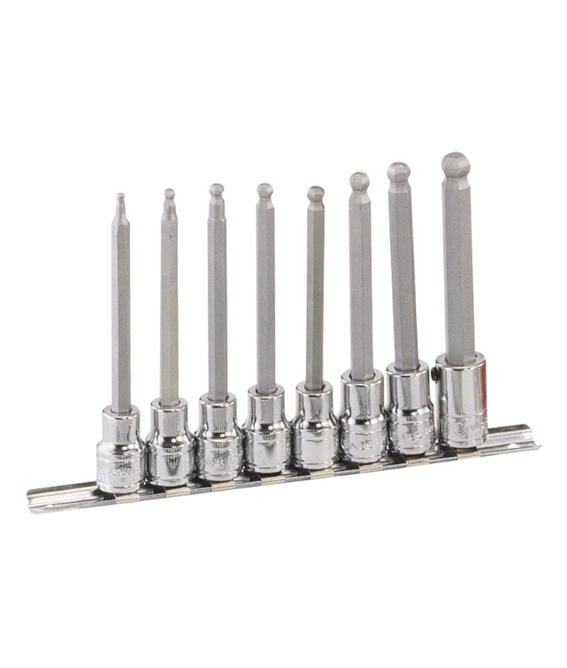 8 Piece 3/8″ Dr. SAE Wobble Hex Bit Socket Set (Long)