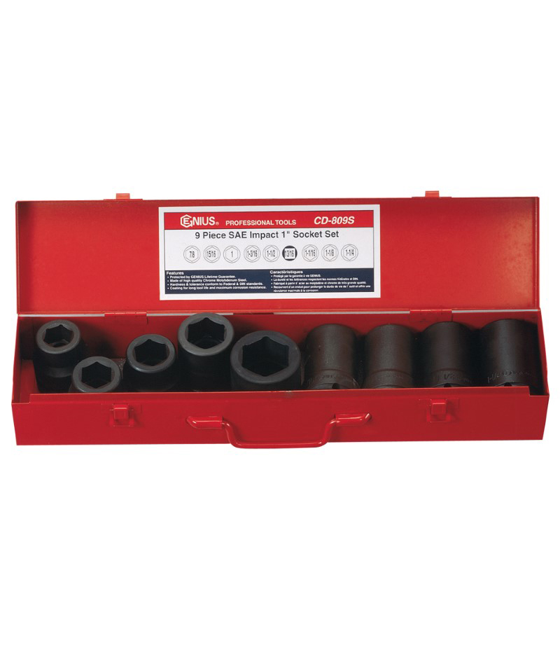 9 Piece 1″ Dr. SAE Deep Impact Socket Set Cr-Mo