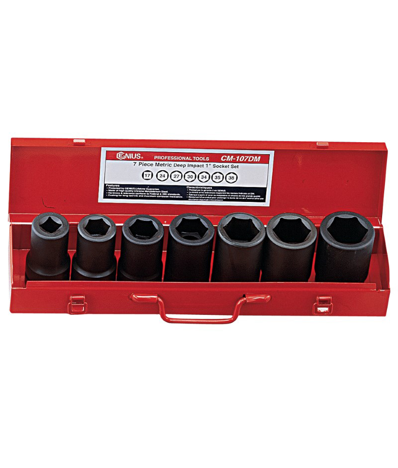 7 Piece 1″ Dr. SAE Deep Impact Socket & Budd Wheel Socket Set Cr-Mo