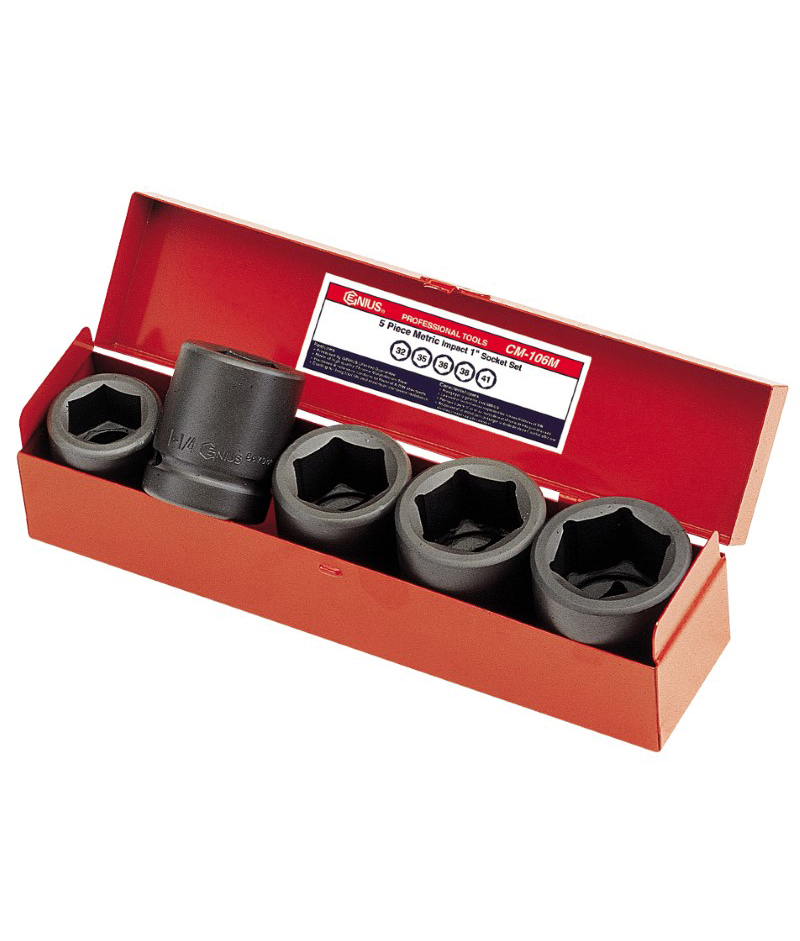 5 Piece 1″ Dr. Metric Impact Socket Set Cr-Mo