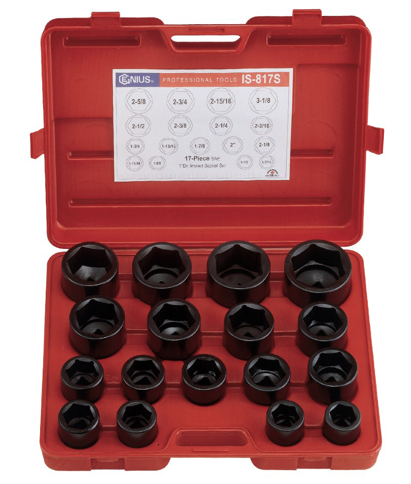 17 Piece 1″ Dr. SAE Impact Socket Set Cr-Mo