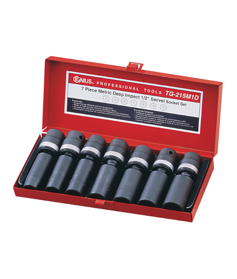 7 Piece 1/2″ Dr. SAE Deep Swivel Impact Socket Set Cr-V