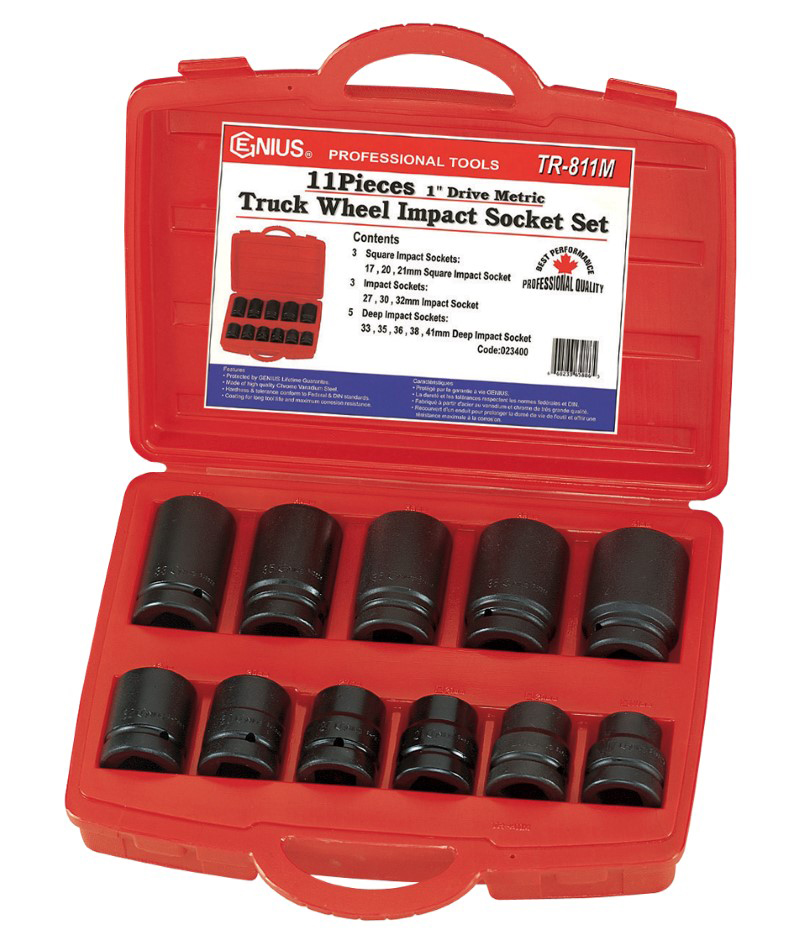 11 Piece 1″ Dr. Metric Truck Wheel Impact Socket Set